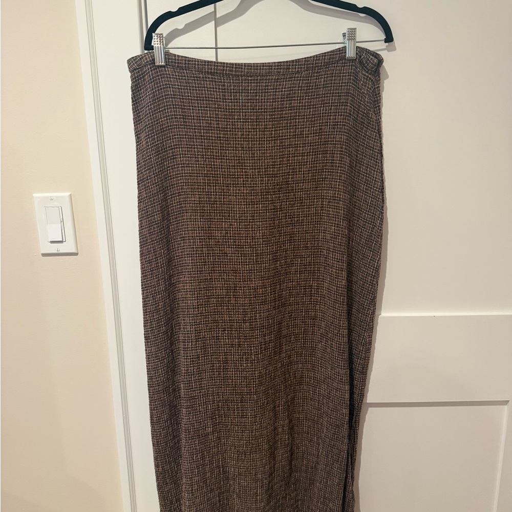 Afends Brown Textured Maxi Skirt